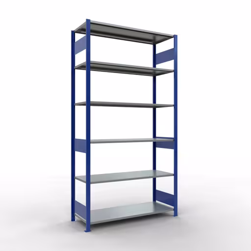 Immagine del prodotto n. 15 dell'articolo scaffale base, sistema a innesto per ripiani MULTIplus150, 2500 x 1300 x 500 mm, 6 ripiani, RAL 5010 blu genziana/zincato della gamma di prodotti per sistemi a innesto della marca Schulte Lagertechnik