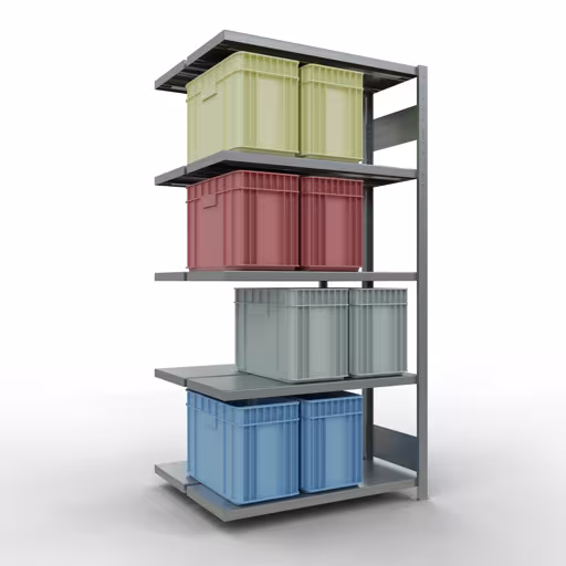 Rayonnage supplémentaire, rayonnage double, système d'étagères MULTIplus250, 2000 x 1000 x (2x400) mm, 2x5 tablettes, barres de longueur, galvanisé de la catégorie rayonnage double avec le GTIN 4004514262042 , étagère double, système d'étagères MULTIplus250, 2000 x 1000 x (2x400) mm, 2x5 étagères, galvanisé de Schulte Lagertechnik de la gamme d'étagères