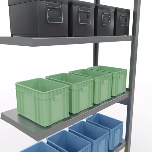 Image du produit n° 13 de l'article Rayonnage complémentaire, rayonnage à étagères, système enfichable MULTIplus330, 2500 x 1000 x 400 mm, 6 étagères, traverse, galvanisé Figure n° 13 de l'article Rayonnage complémentaire, rayonnage à étagères, système enfichable MULTIplus330, 2500 x 1000 x 400 mm, 6 étagères, galvanisé du groupe de produits système enfichable de Schulte Lagertechnik