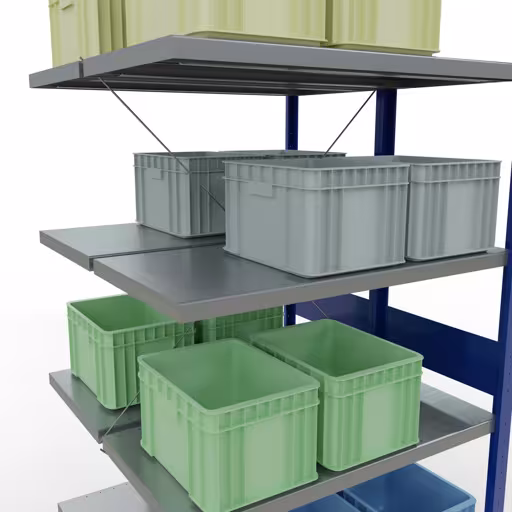 Rayonnage supplémentaire, rayonnage double, système d'étagères MULTIplus250, 3000 x 1000 x (2x500) mm, 2x7 tablettes, traverse, RAL 7035 gris clair/bleu gentiane de la catégorie rayonnage double avec le GTIN 4058255035564 , étagère double, système d'étagères MULTIplus250, 3000 x 1000 x (2x500) mm, 2x7 étagères, RAL 7035 gris clair/bleu gentiane de Schulte Lagertechnik de la gamme d'étagères