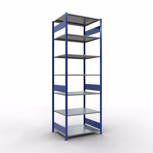 Image du produit n° 15 de l'article étagère de base, étagère, système enfichable MULTIplus150, 3000 x 1000 x 800 mm, 7 étagères, RAL 5010 bleu gentiane/galvanisé de la gamme de produits du système enfichable de Schulte Lagertechnik