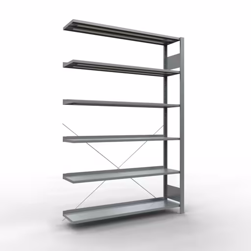 Figure n° 13 de l'article, étagère de bureau, système enfichable MULTIplus85, 2000 x 1300 x 300 mm, 6 étagères, galvanisées, avec barre d'arrêt du groupe de produits étagères de bureau de la marque Schulte Lagertechnik