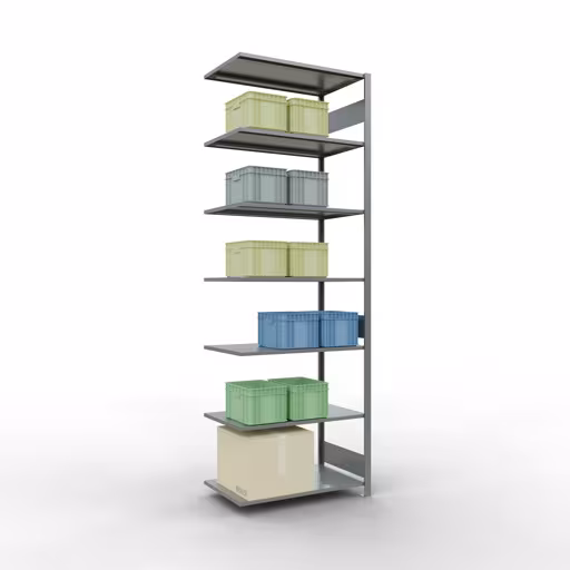 Rayonnage supplémentaire, étagère, système enfichable MULTIplus150, 3000 x 1000 x 600 mm, 7 étagères, barres de longueur, galvanisé de la catégorie des étagères supplémentaires avec le GTIN 4004514281210 , Étagère MULTIplus150 système enfichable, 3000 x 1000 x 600 mm, 7 étagères, galvanisée de Schulte Lagertechnik de la gamme de produits système enfichable