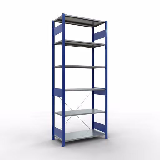 Étagère de base, étagère, système enfichable MULTIplus150, 2500 x 1000 x 500 mm, 6 étagères, RAL 5010/galvanisé de Schulte Lagertechnik avec le numéro d'article. 12651-B