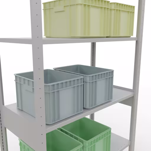 Produktbild Nr 15 des Artikels Grundregal, Fachbodenregal Stecksystem MULTIplus85, 2500 x 1000 x 500 mm (HxBxT), 6 Fachböden, Längenriegel, RAL 7035 lichtgrau Abbildung Nr 15 des Artikels Grundregal, Fachbodenregal Stecksystem MULTIplus85, 2500 x 1000 x 500 mm (HxBxT), 6 Fachböden, Längenriegel, RAL 7035 lichtgrau aus der Produktgruppe Stecksystem von der Marke Schulte Lagertechnik