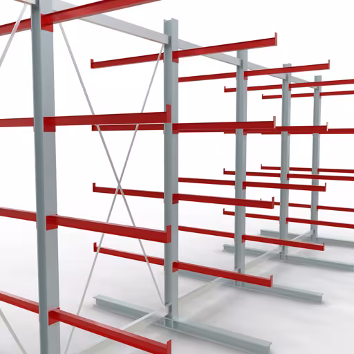 Produktbild Nr 10 des Artikels K 6000 Komplettregal, doppelseitig, 3000 x 2x 7500 x 2x 1000 mm, RAL 7001 / RAL 3000, 5 Lagerebenen Abbildung Nr 10 des Artikels K 6000 Komplettregal, doppelseitig, 3000 x 2x 7500 x 2x 1000 mm, RAL 7001 / RAL 3000, 5 Lagerebenen aus der Produktgruppe Kragarmregale von der Marke Schulte Lagertechnik