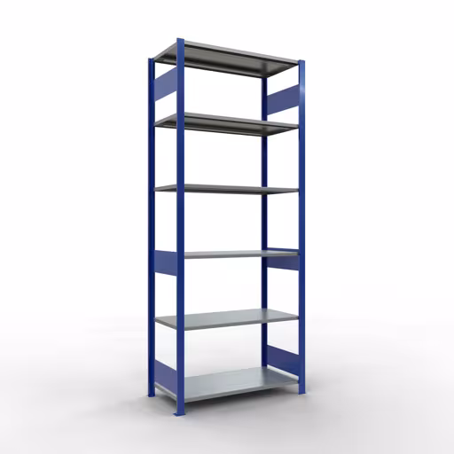 Étagère de base, étagère, système enfichable MULTIplus85, 2500 x 1000 x 500 mm (HxLxP), 6 étagères, barres de longueur, RAL 5010 bleu gentiane de Schulte Lagertechnik Étagère de base, étagère, système enfichable MULTIplus85, 2500 x 1000 x 500 mm (HxLxP), 6 étagères, barres de longueur, RAL 5010 bleu gentiane, étagère de base, réf. 13151-LR-B