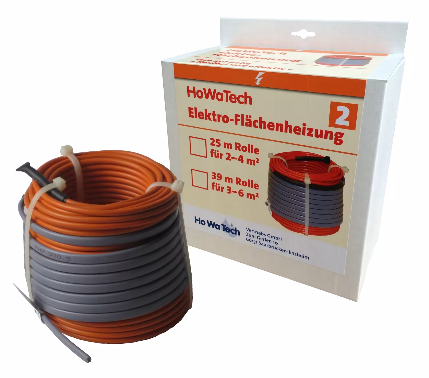 Riscaldamento a pavimento elettrico professionale HoWaTech | filo riscaldante sfuso per lunghezza di posa individuale e superficie 1-1,5 m² di HoWaTech con articolo n. 207501