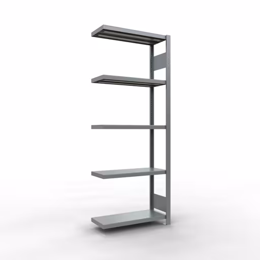 Scaffale aggiuntivo, scaffale, sistema a innesto MULTIplus250, 2000 x 750 x 300 mm (AxLxP), 5 ripiani, barre longitudinali, zincato, ripiano aggiuntivo, articolo n. 12935-75-LR