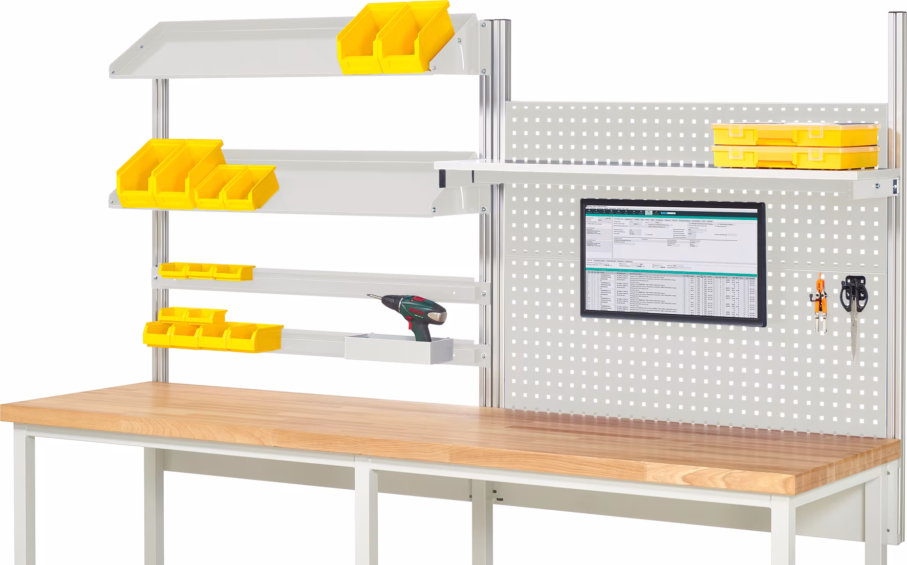 Struttura del sistema - Set completo 05, per larghezza prodotto 2500 mm, RAL7035/RAL7035 di Rau Struttura del sistema - Set completo 05 dalla categoria Attrezzature per postazioni di lavoro con il numero di articolo EE-BW-KS-05-2500.12