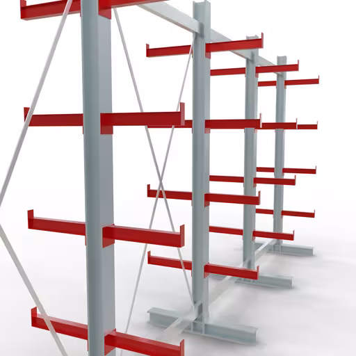 Image du produit n°10 de l'article Etagère complète K 3000, double face, 2500 x 5200 x 400 mm, RAL 7001 / RAL 3000, 5 niveaux de rangement Figure n° 10 de l'article Rayonnage complet K 3000, double face, 2500 x 5200 x 400 mm, RAL 7001 / RAL 3000, 5 niveaux de stockage du groupe de produits rayonnages cantilever de Schulte Lagertechnik