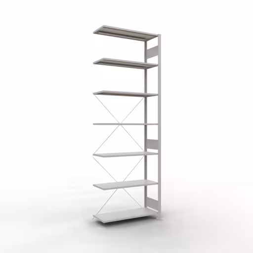 Scaffali aggiuntivi, scaffali, sistema a innesto MULTIplus85, 3000 x 1000 x 400 mm (AxLxP), 7 ripiani, traversa, RAL 7035 grigio chiaro di Schulte Lagertechnik Scaffale aggiuntivo, scaffale, sistema a innesto MULTIplus85, 3000 x 1000 x 400 mm (AxLxP), 7 ripiani, traversa, RAL 7035 grigio chiaro, ripiano aggiuntivo, articolo n. 33047