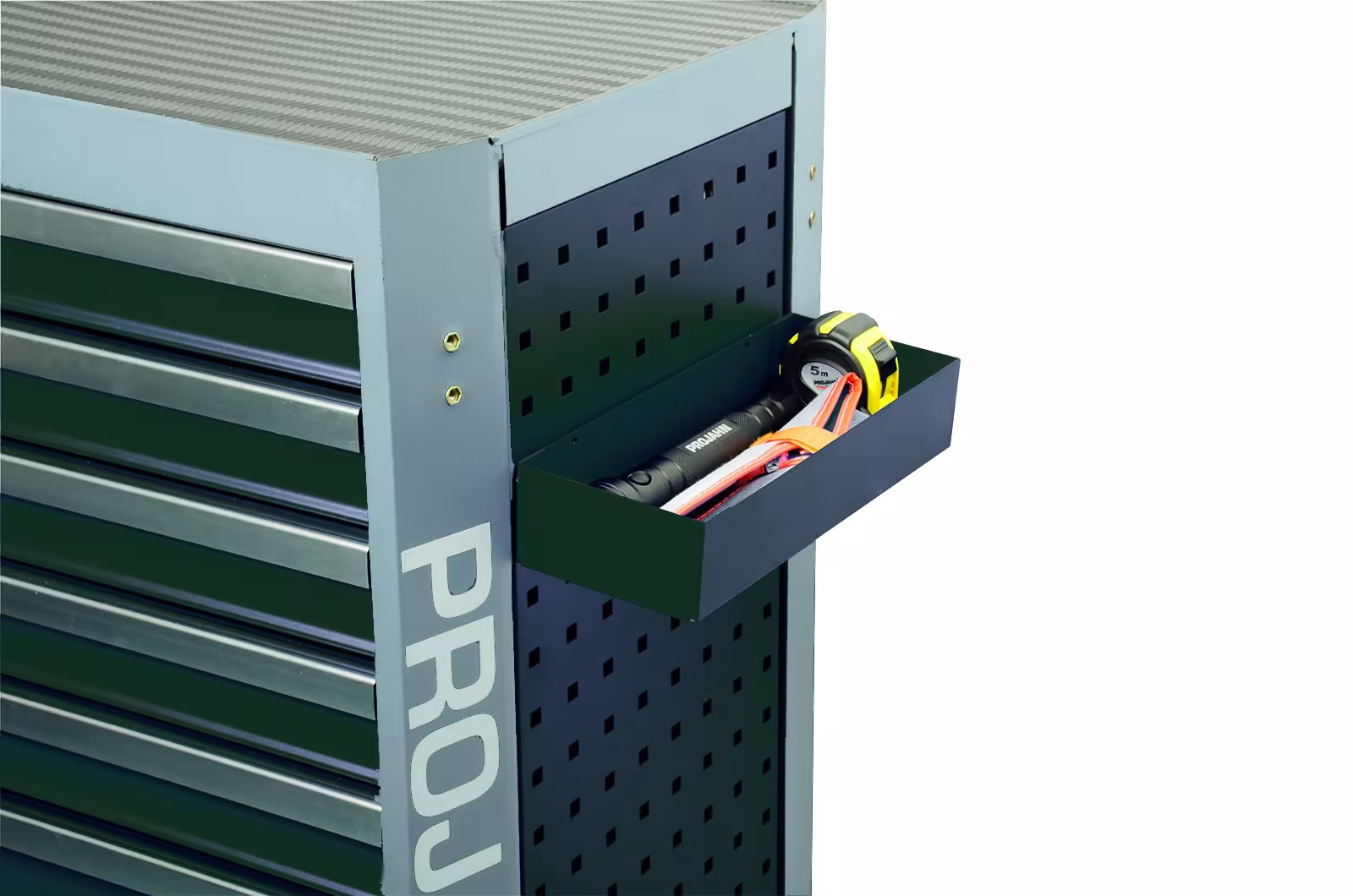 Chariot d'atelier à trous carrés, plateau multifonction plat, noir de PROJAHN Plateau multifonctionnel plat, 60 mm, systèmes d'organisation et chariots d'atelier, réf. 5503-206