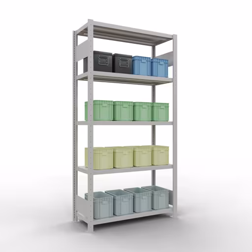 Figure n° 14 de l'article étagère de base, système d'étagères enfichables MULTIplus330, 2000 x 1000 x 400 mm, 5 étagères, gris clair RAL 7035 du groupe de produits système enfichable de Schulte Lagertechnik
