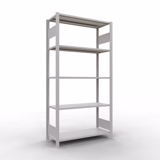 Étagère de base, étagère, système enfichable MULTIplus150, 2000 x 1000 x 400 mm (HxLxP), 5 étagères, barres de longueur, RAL 7035 gris clair, étagère de base, réf. 32640-LR