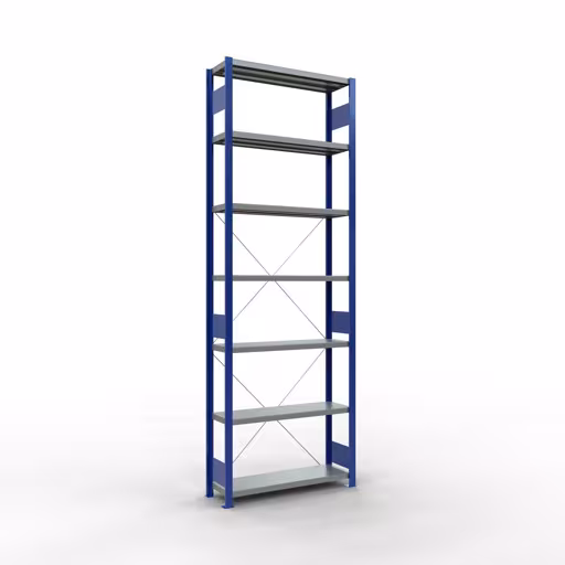 Figure n° 15 de l'article étagère de base, étagère, système enfichable MULTIplus330, 3000 x 1000 x 300 mm, 7 étagères, RAL 5010 bleu gentiane/galvanisé du groupe de produits système enfichable de la marque Schulte Lagertechnik