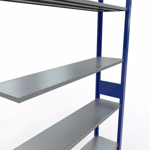 Rayonnage supplémentaire, étagère, système enfichable MULTIplus150, 3000 x 1300 x 300 mm (HxLxP), 7 étagères, barres de longueur, RAL 5010 bleu gentiane/galvanisé de la catégorie des étagères supplémentaires avec le GTIN 4004514279842 Rayonnage supplémentaire, étagère, système enfichable MULTIplus150, 3000 x 1300 x 300 mm, 7 étagères, RAL 5010 bleu gentiane/galvanisé de la marque Schulte Lagertechnik de la gamme de produits du système enfichable