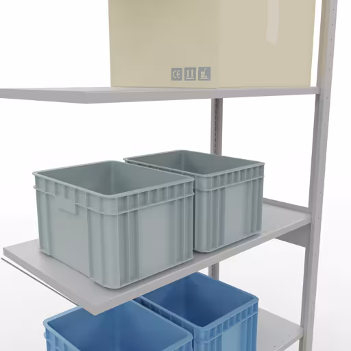 Image du produit n° 12 de l'article Rayonnage complémentaire, étagère, système enfichable MULTIplus150, 2500 x 1000 x 500 mm, 6 tablettes, traverse, RAL 7035 gris clair Figure n° 12 de l'article, Système enfichable pour étagères MULTIplus150, 2500 x 1000 x 500 mm, 6 étagères, RAL 7035 gris clair du groupe de produits Système enfichable de Schulte Lagertechnik