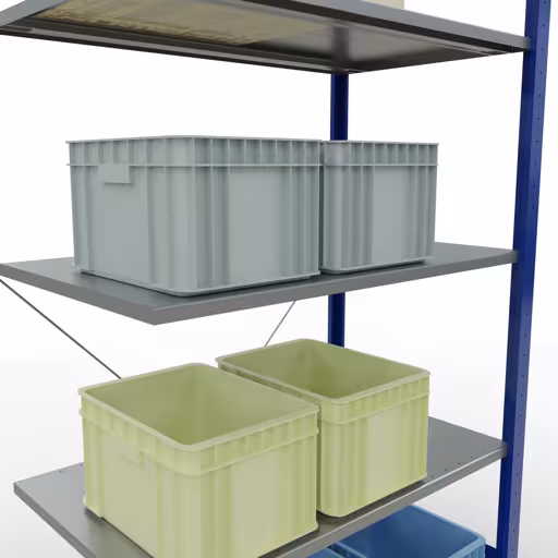 Figura n. 13 dell'articolo scaffale aggiuntivo, scaffale, sistema a innesto MULTIplus85, 2000 x 1000 x 600 mm (AxLxP), 5 ripiani, traversa, RAL 5010 blu genziana del gruppo di prodotti sistema a innesto della marca Schulte Lagertechnik