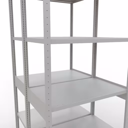 Représentation supplémentaire de l'article étagère de base, étagère double, étagère système enfichable MULTIplus250, 3000 x 1000 x (2x600) mm, 2x7 étagères, barres de longueur, RAL 7035 gris clair Représentation supplémentaire de l'article étagère de base, étagère double, système d'étagères enfichable MULTIplus250, 3000 x 1000 x (2x600) mm, 2x7 étagères, RAL 7035 gris clair à partir d'étagères doubles