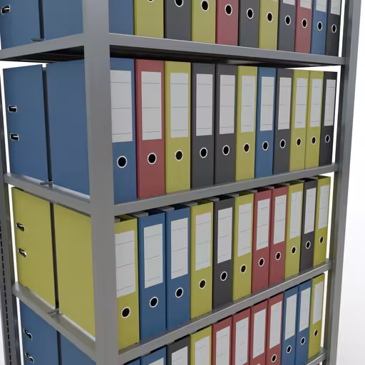 Figure n° 13 de l'article, système d'étagères de bureau MULTIplus150, 2300 x 1000 x 600 mm, 7 étagères, galvanisées, avec butée centrale du groupe de produits étagères de bureau de Schulte Lagertechnik