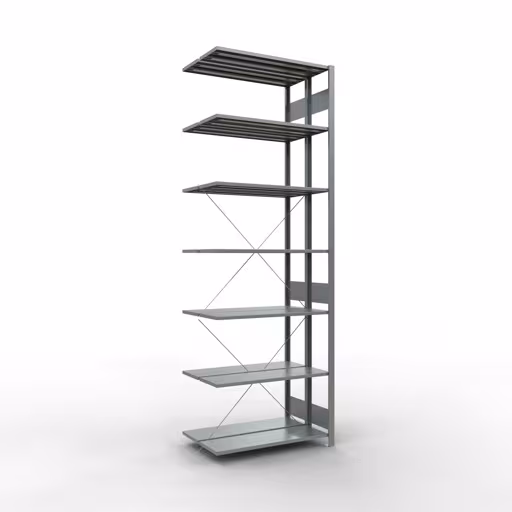 Rayonnage supplémentaire, rayonnage double, système d'étagères MULTIplus150, 3000 x 1000 x (2x600) mm (HxLxP), 2x7 étagères, traverse, galvanisé de Schulte Lagertechnik Étagère supplémentaire, étagère double, système d'étagères MULTIplus150, 3000 x 1000 x (2x600) mm (HxLxP), 2x7 étagères, traverse, galvanisé, étagères doubles, réf. 13737