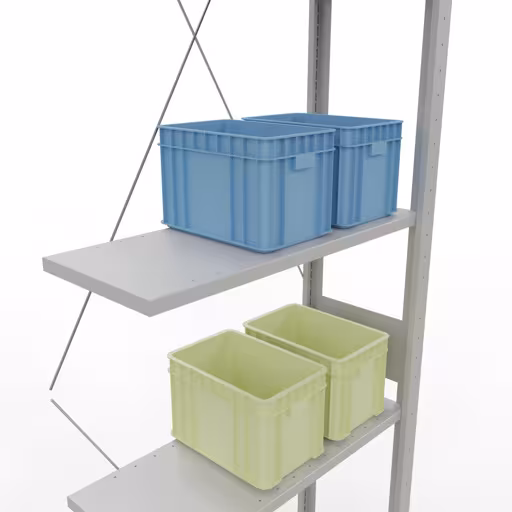 Rayonnage supplémentaire, étagère, système enfichable MULTIplus150, 3000 x 750 x 300 mm, 7 étagères, traverse, gris clair RAL 7035 de la marque Schulte Lagertechnik de la gamme de produits du système enfichable
