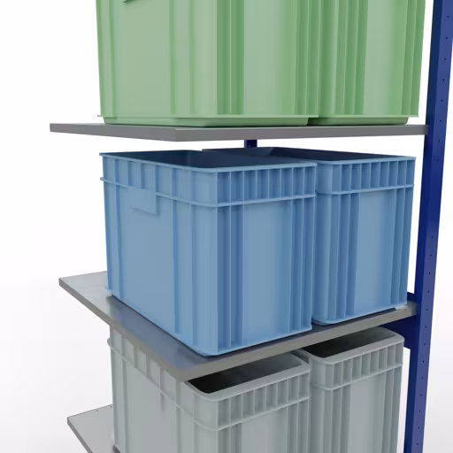 Immagine del prodotto n. 7 dell'articolo scaffale aggiuntivo, sistema a innesto MULTIplus150, 2500 x 750 x 800 mm (AxLxP), 6 ripiani, RAL 5010 blu genziana/zincato/zincato dalla gamma di prodotti del sistema a innesto di Schulte Lagertechnik