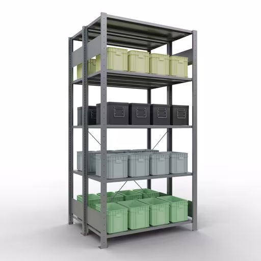 Figure n° 8 de l'article étagère de base, étagère double, système d'étagères enfichables MULTIplus150, 2000 x 1000 x (2x400) mm, 2x5 étagères, traverse, galvanisé du groupe de produits étagères de la marque Schulte Lagertechnik