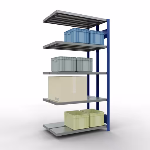 Image supplémentaire de l'article Tablette supplémentaire, tablette double, système d'étagères enfichables MULTIplus250, 2000 x 1000 x (2x300) mm, 2x5 tablettes, barres de longueur, RAL 5010 bleu gentiane Image supplémentaire de l'article, étagère double, système d'étagères MULTIplus250, 2000 x 1000 x (2x300) mm, 2x5 étagères, RAL 5010 bleu gentiane à partir d'étagères doubles