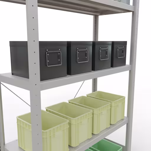 Étagère de base, étagère, système enfichable MULTIplus330, 2000 x 1000 x 400 mm, 5 étagères, traverse, gris clair RAL 7035 de Schulte Lagertechnik de la catégorie système enfichable