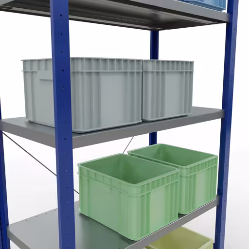 Immagine aggiuntiva dell'articolo Scaffale base, scaffale, sistema a innesto MULTIplus250, 2000 x 1000 x 500 mm (AxLxP), 5 ripiani, traversa, RAL 5010 blu genziana/zincato Immagine aggiuntiva dell'articolo Scaffale base, scaffale, sistema a innesto MULTIplus250, 2000 x 1000 x 500 mm (AxLxP), 5 ripiani, traversa, RAL 5010 blu genziana/zincato da scaffale base