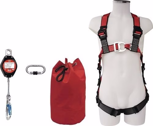 Ensemble de protection antichute pour plateformes de travail aériennes EN 363, 4 pièces, MAS, de la catégorie des systèmes de protection et d'arrêt de chute, référence 8000029440