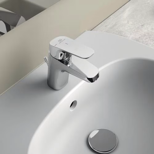 IS Ceraflex 5 l/min BlueStart miscelatore per lavabo con scarico a ribalta 101 mm proiezione cromo