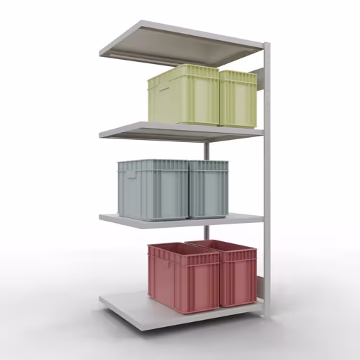 Scaffali aggiuntivi, scaffali, sistema a innesto MULTIplus330, 2000 x 1000 x 800 mm (AxLxP), 5 ripiani, barre longitudinali, RAL 7035 grigio chiaro di Schulte Lagertechnik con l'articolo n. 33885-LR
