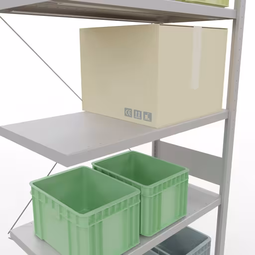 Image du produit n° 13 de l'article Rayonnage complémentaire, rayonnage à étagères, système enfichable MULTIplus330, 3000 x 1000 x 500 mm (HxLxP), 7 étagères, traverse, RAL 7035 gris clair Figure n° 13 de l'article étagère complémentaire, étagère à étagères, système enfichable MULTIplus330, 3000 x 1000 x 500 mm, 7 étagères, gris clair RAL 7035 du groupe de produits système enfichable de la marque Schulte Lagertechnik