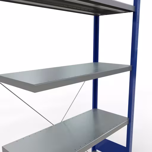 Scaffali aggiuntivi, scaffali, sistema a innesto MULTIplus330, 2000 x 1000 x 400 mm (AxLxP), 5 ripiani, traversa, RAL 5010 blu genziana/zincato di Schulte Lagertechnik della categoria Sistemi a innesto