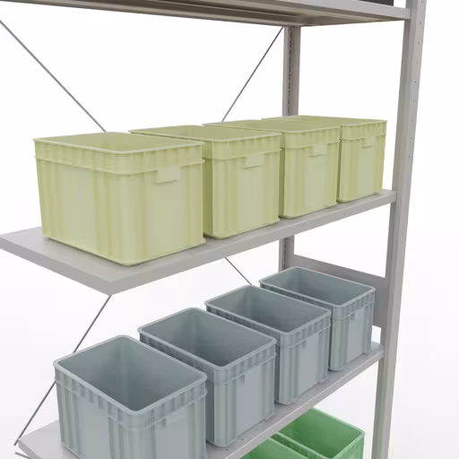 Figure n° 9 de l'article étagère complémentaire, étagère à étagères, système enfichable MULTIplus150, 3000 x 1000 x 400 mm, 7 étagères, RAL 7035 gris clair du groupe de produits système enfichable de Schulte Lagertechnik