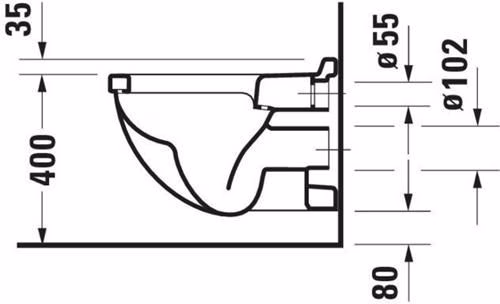 Technische Zeichnung 4064535 WC mural Duravit Starck 3 540 mm chasse d'eau basse, blanc