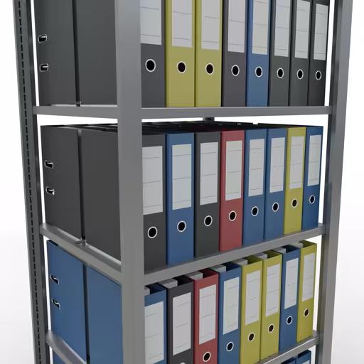 Immagine aggiuntiva dell'articolo Scaffale Basic, scaffale per ufficio, sistema a innesto MULTIplus150, 2000 x 750 x 600 mm (AxLxP), 6 ripiani, barre longitudinali, zincato, con fermo centrale dal sistema a innesto