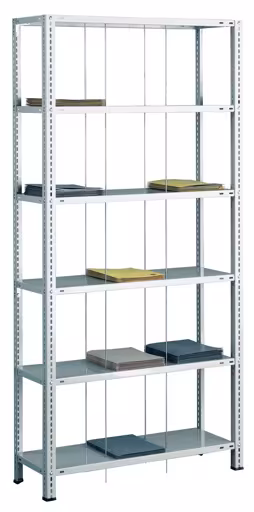 Étagère de base, étagère à tiges filetées BASIC70, 2000 x 900 x 350 mm (HxLxP), 6 étagères, gris clair RAL 7035, étagères à tiges filetées, réf. 30691