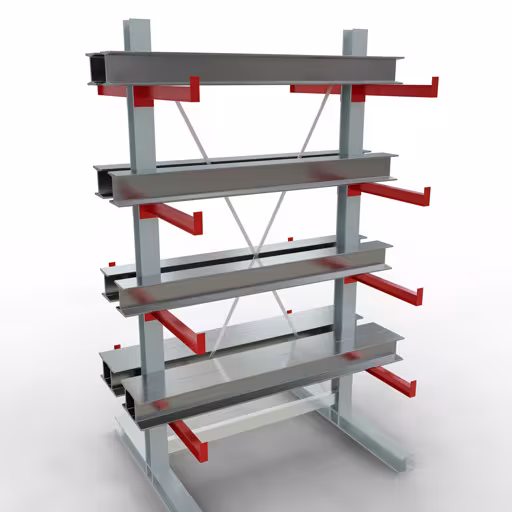 Figura n. 10 dell'articolo Scaffale completo K 3000, bilaterale, 2500 x 1300 x 600 mm, RAL 7001 / RAL 3000, 5 livelli di stoccaggio del gruppo di prodotti scaffalature cantilever della marca Schulte Lagertechnik