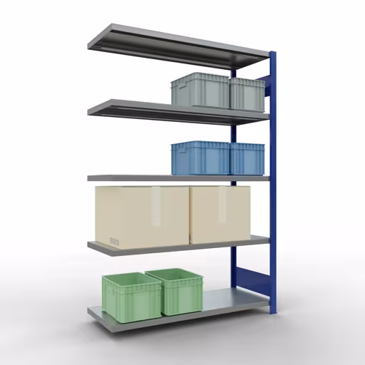 Figura n. 9 dell'articolo scaffale aggiuntivo, scaffale, sistema a innesto MULTIplus250, 2000 x 1300 x 500 mm, 5 ripiani, RAL 5010 blu genziana/zincato del gruppo di prodotti sistema a innesto della marca Schulte Lagertechnik