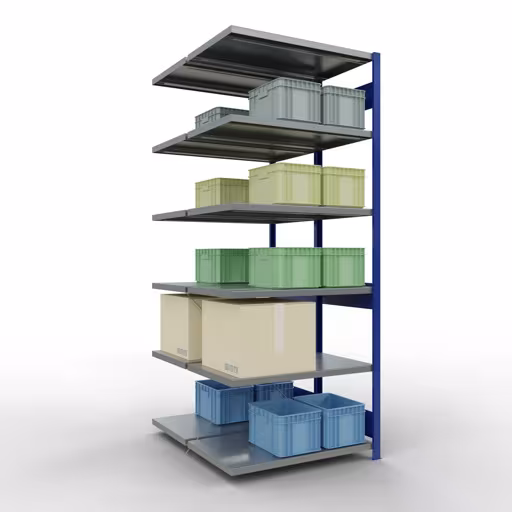 Figura n. 15 dell'articolo scaffale aggiuntivo, scaffale doppio, sistema di scaffali MULTIplus250, 2500 x 1000 x (2x600) mm (AxLxP), 2x6 ripiani, traversa, RAL 5010 blu genziana del gruppo di prodotti scaffali della marca Schulte Lagertechnik