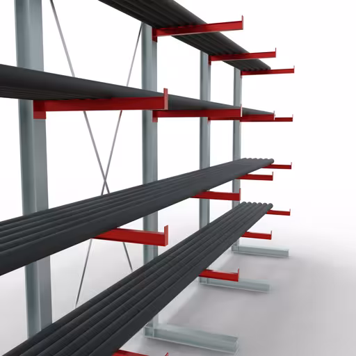 Figura n. 10 dell'articolo Scaffale completo K 6000, unilaterale, 3000 x 6000 x 750 mm, RAL 7001 / RAL 3000, 5 livelli di stoccaggio del gruppo di prodotti scaffalature cantilever della marca Schulte Lagertechnik