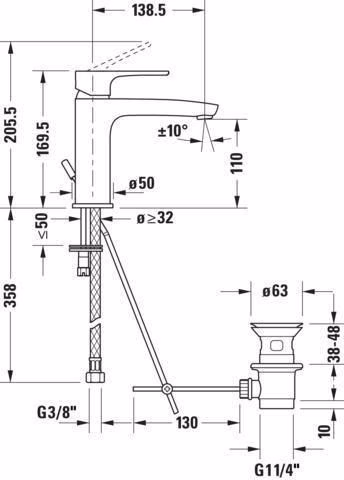 Duravit B.1 Mitigeur monocommandé pour lavabo M avec tirette, chrome Hansgrohe