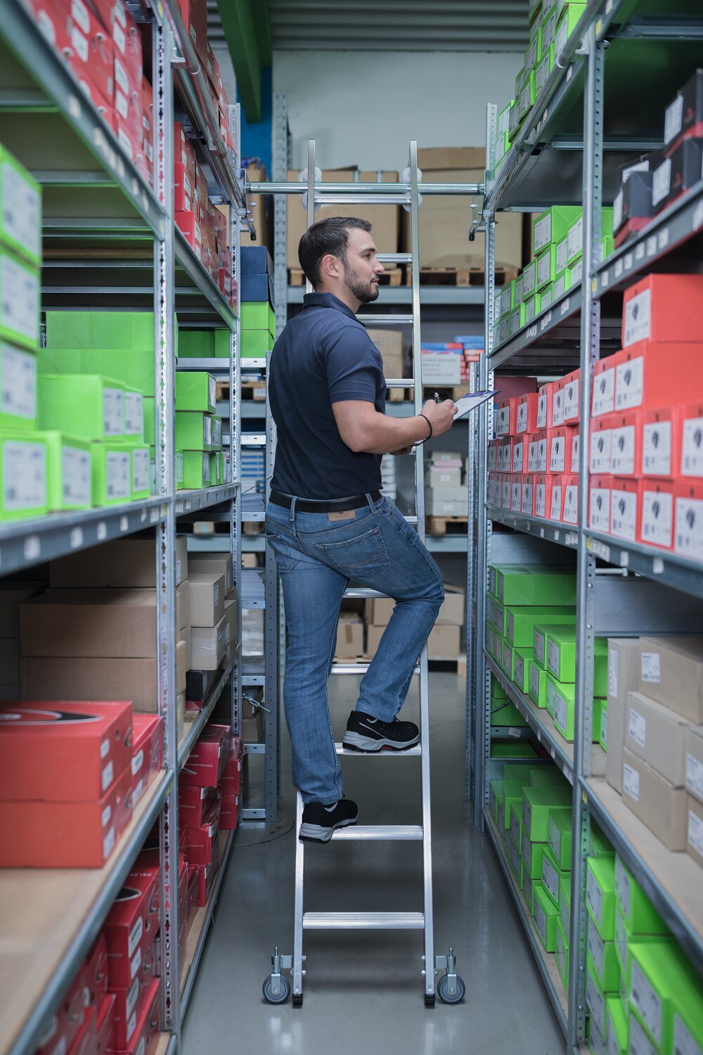 Scaletta mobile Munk per scaffalatura doppia 6 gradini