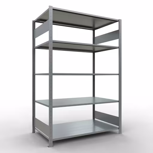 Représentation supplémentaire de l'article étagère de base, étagère à étagères, système enfichable MULTIplus150, 2000 x 1300 x 800 mm, 5 étagères, galvanisé à partir de l'étagère de base