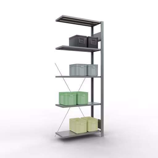 Immagine del prodotto n. 6 dell'articolo Ripiano aggiuntivo, ripiano, sistema a innesto MULTIplus150, 2000 x 750 x 300 mm (AxLxP), 5 ripiani, traversa, zincato dalla gamma di prodotti del sistema a innesto della marca Schulte Lagertechnik