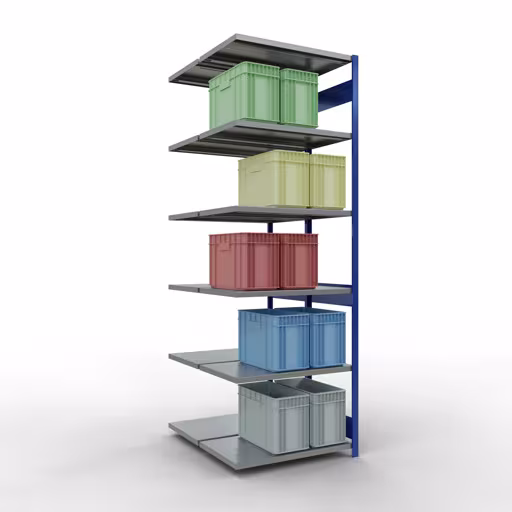 Scaffale aggiuntivo, scaffale doppio, sistema di scaffali MULTIplus250, 3000 x 1000 x (2x600) mm (AxLxP), 2x7 ripiani, barre longitudinali, RAL 5010 blu genziana di Schulte Lagertechnik dalla categoria scaffali